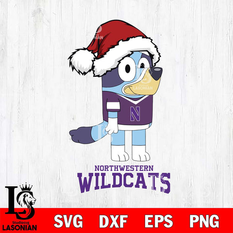 Northwestern Wildcats Christmas Bluey Hat Cut Files,Bluey Cricut,Christmas Svg , Bluey svg , Digital Download, dxf eps png pdf file