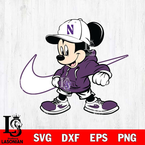 Northwestern Wildcats Cool Mickey Mouse Svg Eps Dxf Png File, NCAA svg, Digital Download, Instant Download