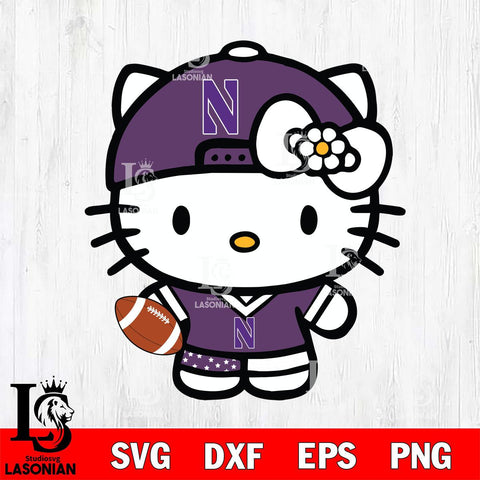 Northwestern Wildcats Cute Hello Kitty Football 10 Svg Eps Dxf Png File, NCAA svg, Digital Download, Instant Download