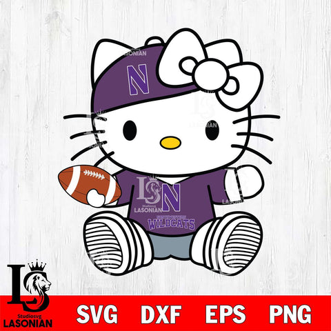 Northwestern Wildcats Cute Hello Kitty Football 11 Svg Eps Dxf Png File, NCAA svg, Digital Download, Instant Download