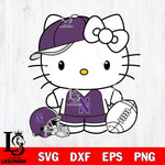 Northwestern Wildcats Cute Hello Kitty Football 4 Svg Eps Dxf Png File, NCAA svg, Digital Download, Instant Download