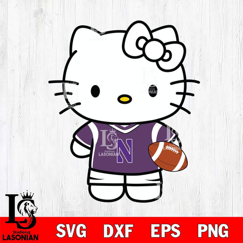 Northwestern Wildcats Cute Hello Kitty Football 8 Svg Eps Dxf Png File, NCAA svg, Digital Download, Instant Download