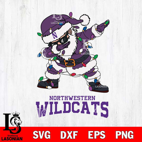 Northwestern Wildcats Dabbing Santa Claus Ugly Christmas Svg dxf eps png pdf file,NCAA svg,Digital Download,Cricut file