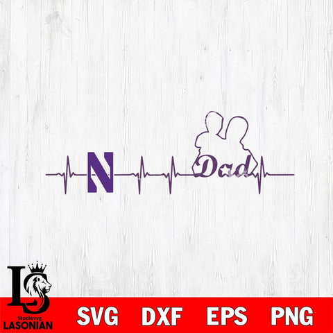 Northwestern Wildcats Father Heart Beat Svg Eps Dxf Png File, Digital Download, Instant Download