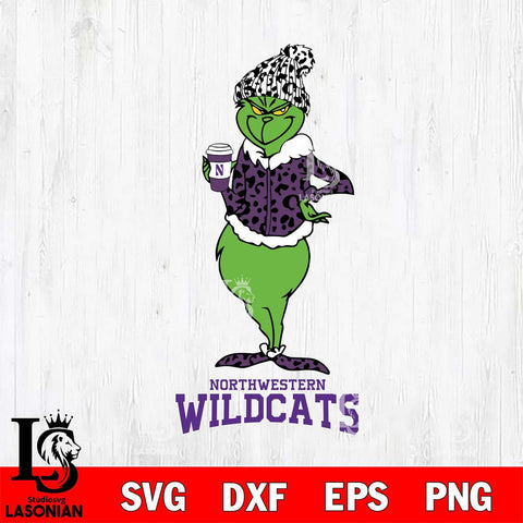 Northwestern Wildcats Grinch Leopard Coffee Svg Eps Dxf Png File, Digital Download, Instant Download