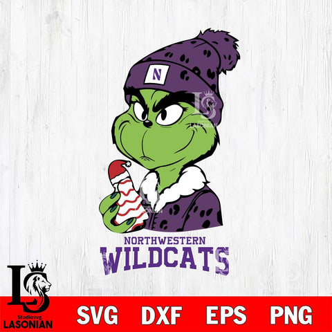 Northwestern Wildcats Grinch Tree Cake Svg Eps Dxf Png File, Digital Download, Instant Download