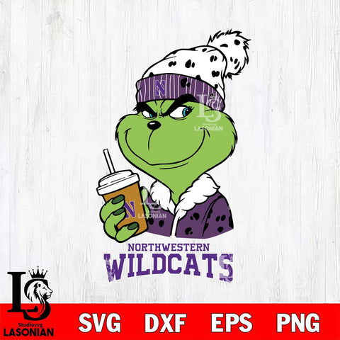 Northwestern Wildcats Grinch hat Svg Eps Dxf Png File, Digital Download, Instant Download