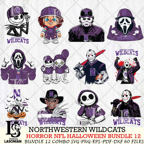 Northwestern Wildcats Halloween Bundle 12 SVG Svg Eps Dxf Png File, NCAA bundle svg, Digital Download, Instant Download