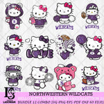 Northwestern Wildcats Hello Kitty Bundle 12 SVG Svg Eps Dxf Png File, Digital Download, Instant Download