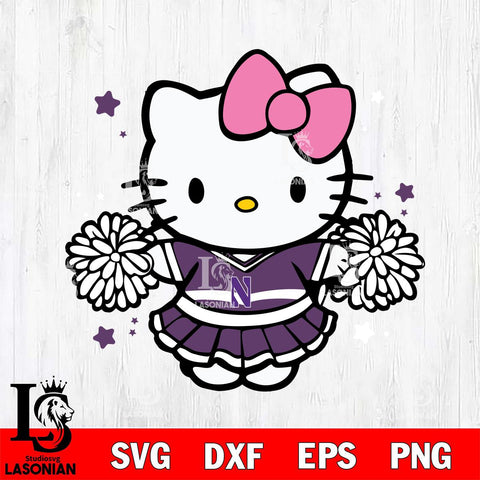 Northwestern Wildcats Hello Kitty Cheerleader 10 Svg Eps Dxf Png File, Digital Download, Instant Download