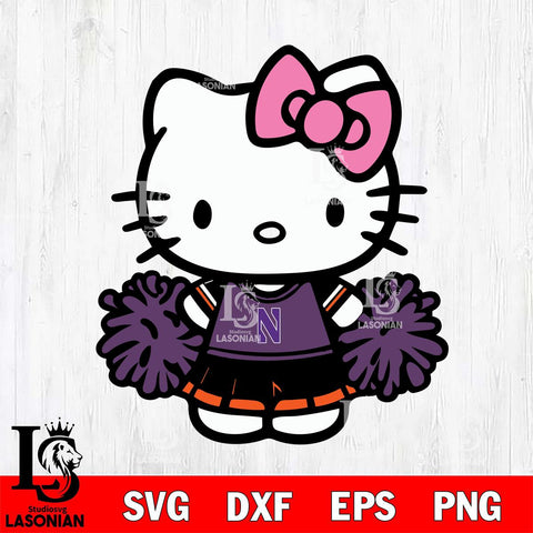 Northwestern Wildcats Hello Kitty Cheerleader 2 Svg Eps Dxf Png File, Digital Download, Instant Download