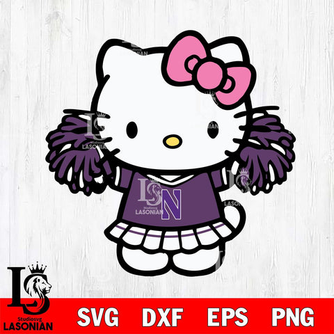 Northwestern Wildcats Hello Kitty Cheerleader 3 Svg Eps Dxf Png File, Digital Download, Instant Download