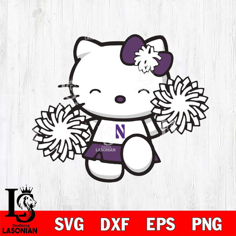 Northwestern Wildcats Hello Kitty Cheerleader Svg Eps Dxf Png File, Digital Download, Instant Download