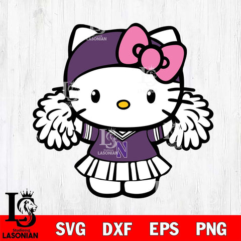 Northwestern Wildcats Hello Kitty Cheerleader 5 Svg Eps Dxf Png File, Digital Download, Instant Download