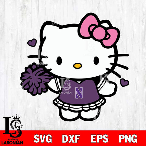 Northwestern Wildcats Hello Kitty Cheerleader 6 Svg Eps Dxf Png File, Digital Download, Instant Download