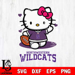 Northwestern Wildcats Hello Kitty NCAA 3 Svg Eps Dxf Png File, Digital Download, Instant Download