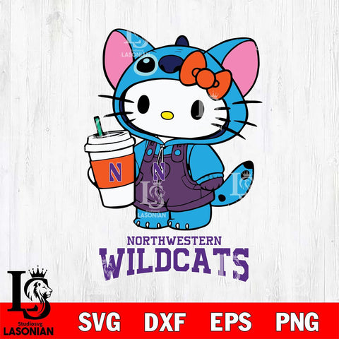 Northwestern Wildcats Hello Kitty Stitch Svg Eps Dxf Png File, NCAA svg, Digital Download, Instant Download