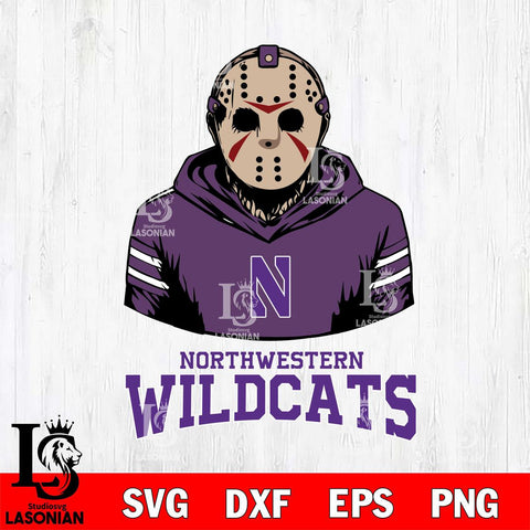 Northwestern Wildcats Jason Voorhees 4 Svg Eps Dxf Png File, Digital Download