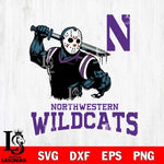 Northwestern Wildcats Jason Voorhees 5 Svg Eps Dxf Png File, Digital Download