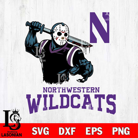 Northwestern Wildcats Jason Voorhees 5 Svg Eps Dxf Png File, Digital Download