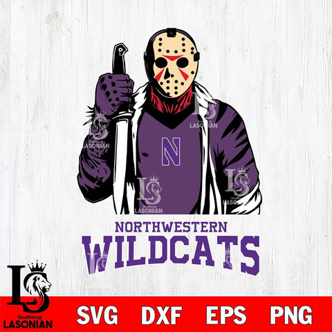 Northwestern Wildcats Jason Voorhees 6 Svg Eps Dxf Png File, Digital Download