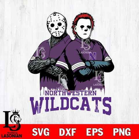 Northwestern Wildcats Jason Voorhees 8 Svg Eps Dxf Png File, Digital Download