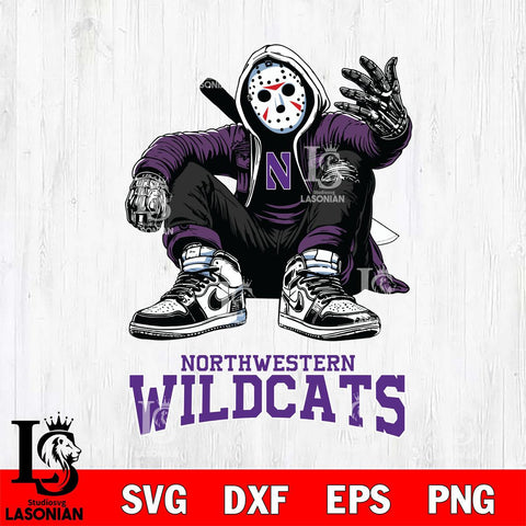 Northwestern Wildcats Jason Voorhees Halloween SVG Svg Eps Dxf Png File, Digital Download, Instant Download