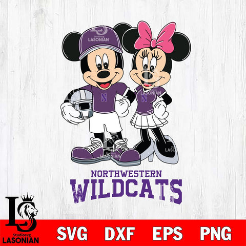 Northwestern Wildcats Mickey Minnie Mouse Helmet Svg Eps Dxf Png File, NCAA svg , File Cut , Digital Download , Instant Download, Cut Svg Files