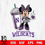 Northwestern Wildcats Minnie Mouse Fan And Coffee Svg Eps Dxf Png File, Digital Download, Instant Download