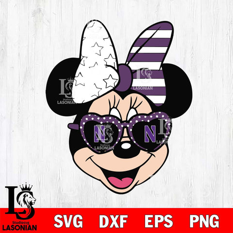 Northwestern Wildcats Minnie Mouse Love Svg Eps Dxf Png File, NCAA svg, Digital Download, Instant Download