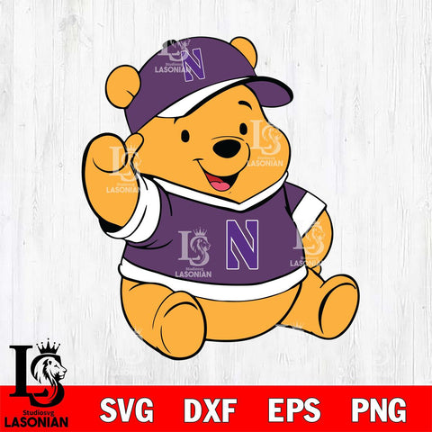 Northwestern Wildcats Pooh Bear Svg Eps Dxf Png File, NCAA svg, Digital Download, Instant Download