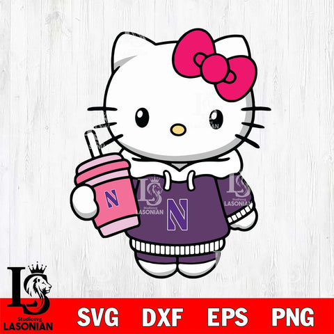 Northwestern Wildcats Pretty Hello Kitty Svg Eps Dxf Png File, Digital Download, Instant Download