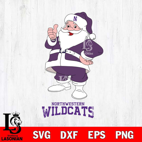 Northwestern Wildcats Santa claus Svg dxf eps png pdf file,NCAA svg,Digital Download,Cricut file