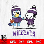 Northwestern Wildcats Snoopy & Bluey Football Svg Eps Dxf Png File,NCAA Svg Files,Chill Guy svg ,Digital Download ,Instant Download, Cricut File