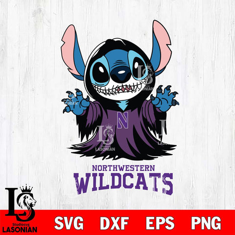 Northwestern Wildcats Stitch Ghost Svg Eps Dxf Png File, NCAA svg, Digital Download, Instant Download