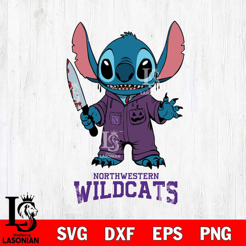 Northwestern Wildcats Stitch Horror 2 Svg Eps Dxf Png File, NCAA svg, Digital Download, Instant Download