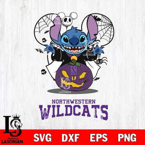 Northwestern Wildcats Stitch Horror Halloween Svg Eps Dxf Png File, Digital Download, Instant Download