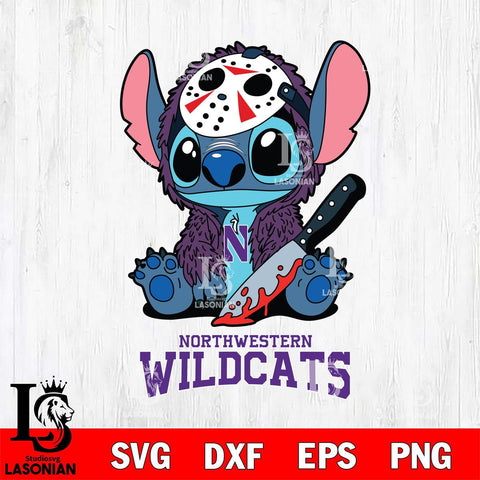 Northwestern Wildcats Stitch Jason Voorhees Svg Eps Dxf Png File, NCAA svg, Digital Download, Instant Download