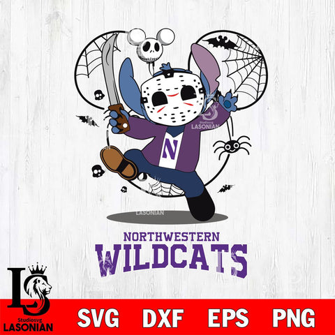 Northwestern Wildcats Stitch jason voorhees Halloween Svg Eps Dxf Png File, Digital Download, Instant Download