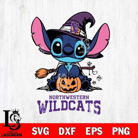 Northwestern Wildcats Stitch witch Svg Eps Dxf Png File, NCAA svg, Digital Download, Instant Download