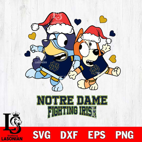 Notre Dame Fighting Irish Bluey Christmas NFL Svg Eps Dxf Png File, Digital Download