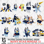 Notre Dame Fighting Irish Bluey NCAA Bundle 12 Svg Eps Dxf Png File, Digital Download, Instant Download