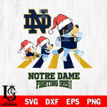 Notre Dame Fighting Irish Christmas Family Bluey Walking Cut Files,Bluey Cricut,Christmas Svg , Bluey svg , Digital Download, dxf eps png pdf file