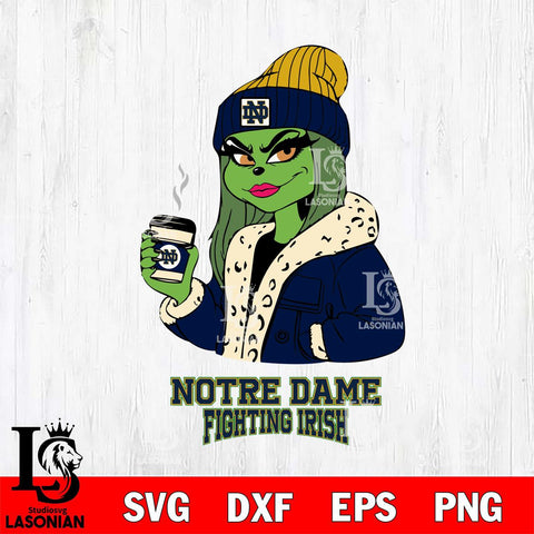 Notre Dame Fighting Irish Girls Grinch Bougie Svg Eps Dxf Png File, Digital Download, Instant Download