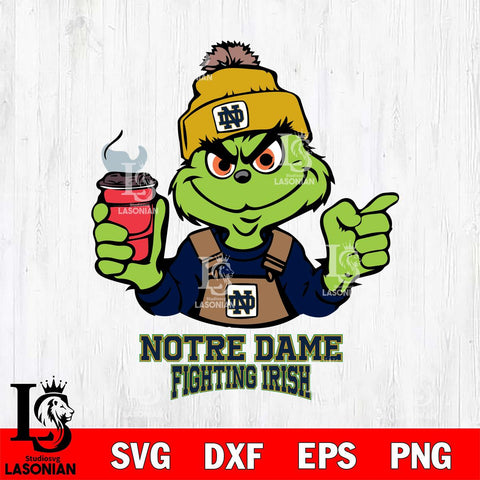 Notre Dame Fighting Irish Grinch with coffee Svg Eps Dxf Png File, Digital Download, Instant Download