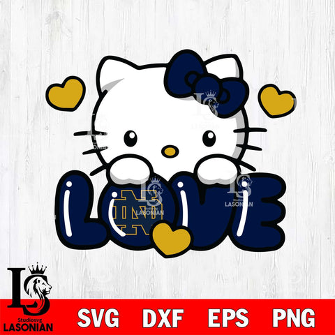 Notre Dame Fighting Irish Hello Kitty Love Svg Eps Dxf Png File, Digital Download, Instant Download