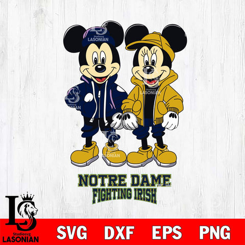 Notre Dame Fighting Irish Mickey Minnie Mouse Football Svg Eps Dxf Png File, NCAA svg , File Cut , Digital Download , Instant Download, Cut Svg Files