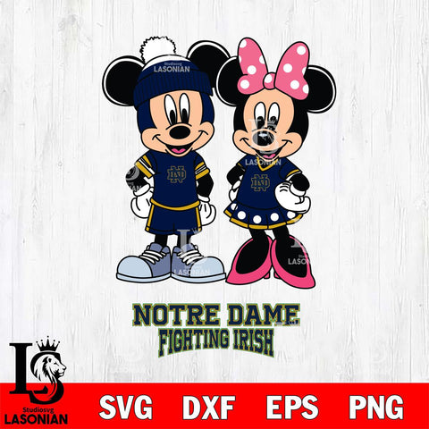 Notre Dame Fighting Irish Mickey Minnie Mouse Pink Svg Eps Dxf Png File, NCAA svg , File Cut , Digital Download , Instant Download, Cut Svg Files