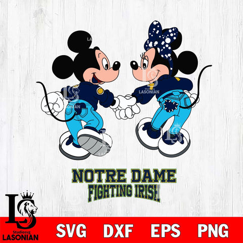 Notre Dame Fighting Irish Mickey Minnie Valentine Rugby Svg Eps Dxf Png File, Digital Download ,Instant Download, Cricut File