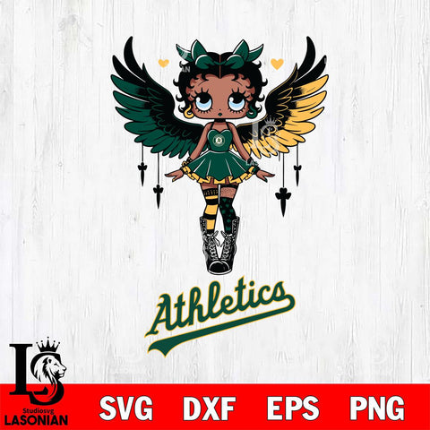 Oakland Athletics Anglel Black Fan Girl Betty Boop